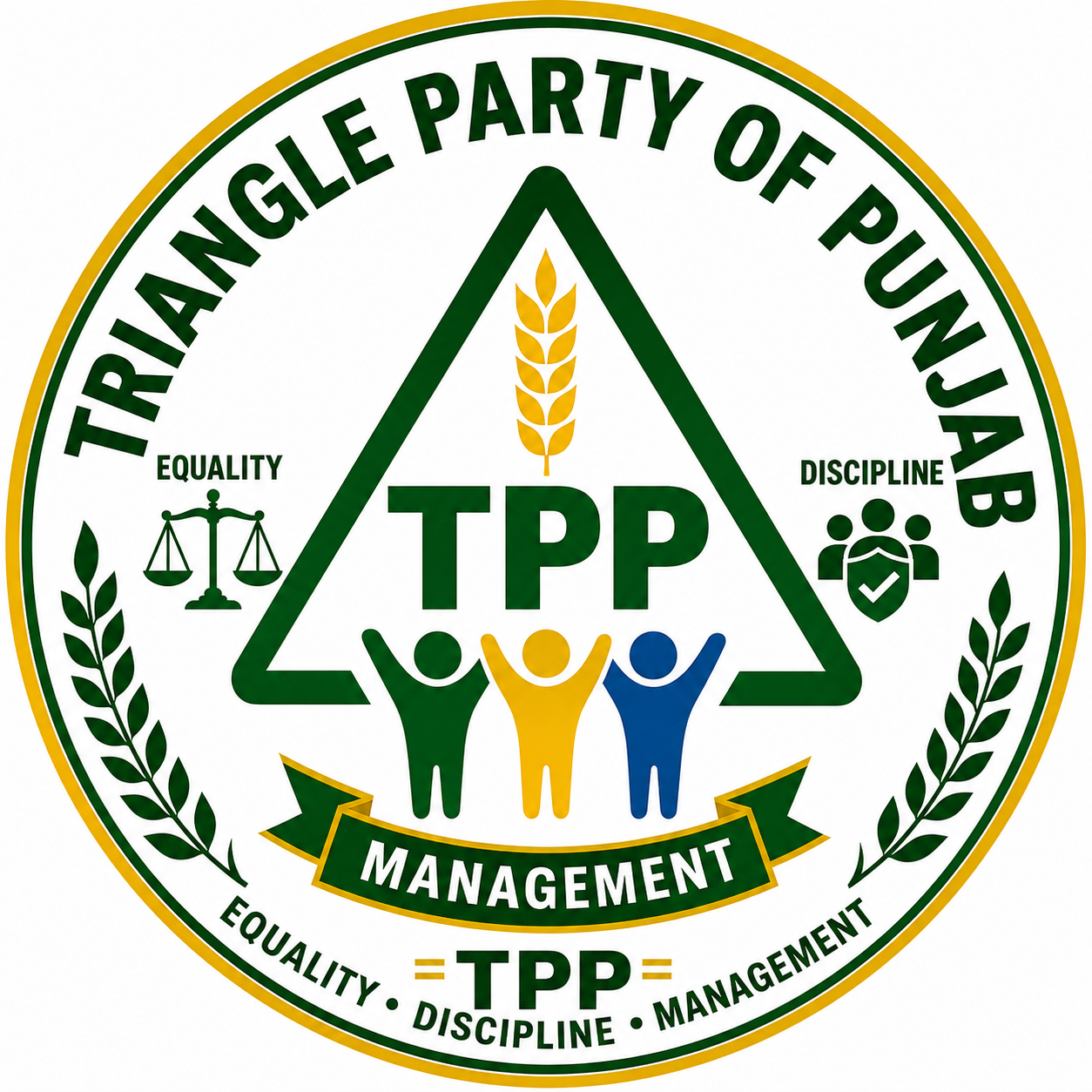 Official logo of the Triangle Party of Punjab—Equality, Management and Discipline